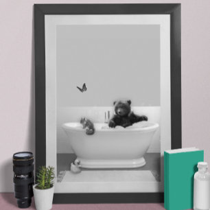 Poster Ourson dans la baignoire Mousse de bain Nurserie
