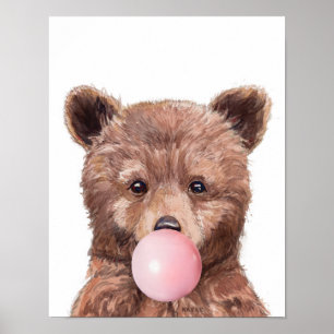 Poster Ourson en Bubble Gum Enfant de la Nurserie Bois Sy