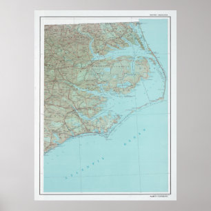 Poster Outer Banks NC Map (1993) North Carolina Coast