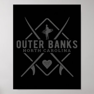 Poster Outer Nks Caroline du Nord Surfing Souvenir Outer