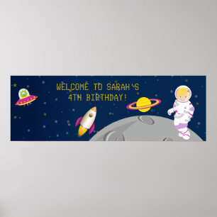 Poster Outer Space Astronaut Birthday Banner