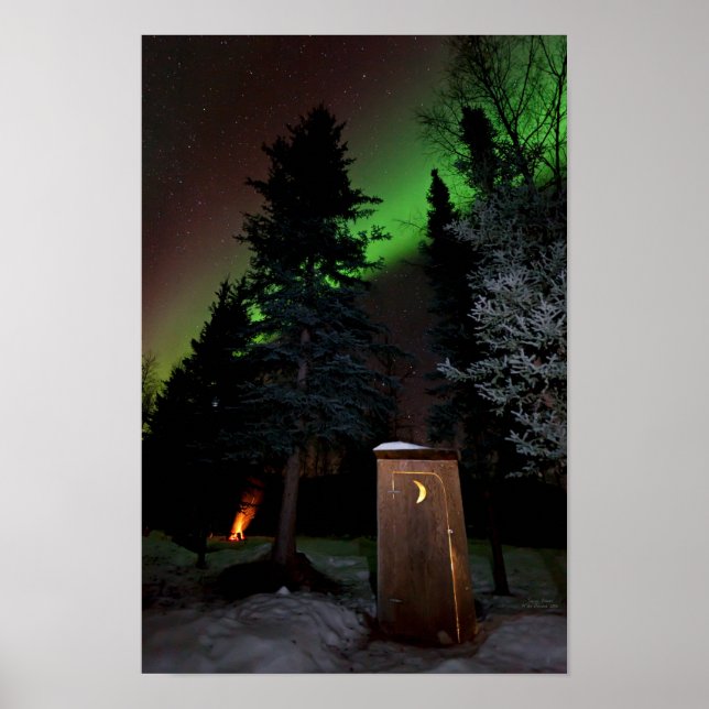 Poster Outhouse sous l'Aurora d'hiver (Devant)