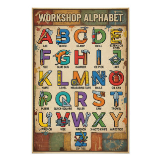 Poster Outils à main de A à Z Alphabet