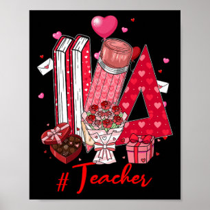 Poster Outils de professeur cœurs fleurs blague de la Sai