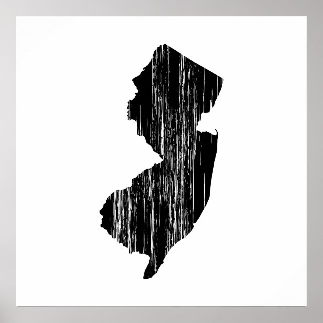 Poster Outline de l'État du New Jersey en détresse (Devant)