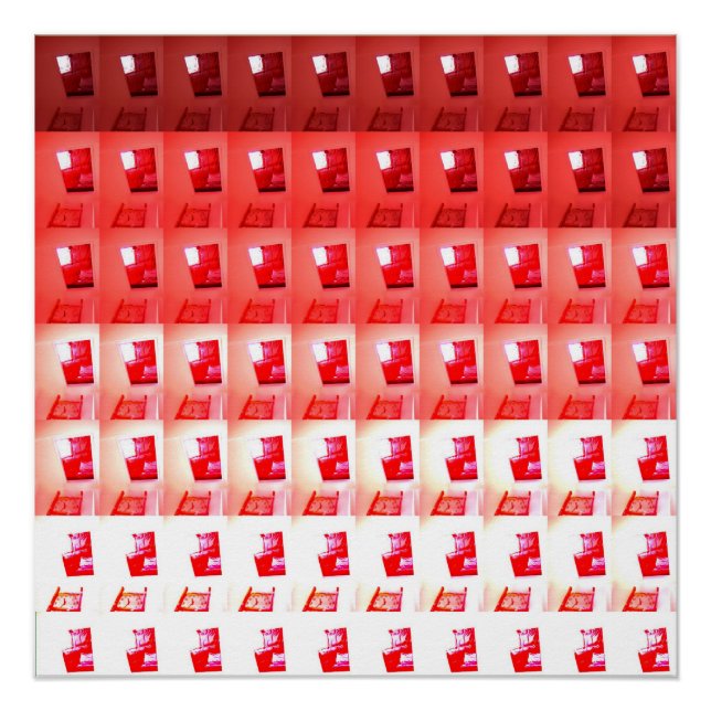 Poster Ouverture de l'affiche en rouge et blanc pas à pas (Devant)