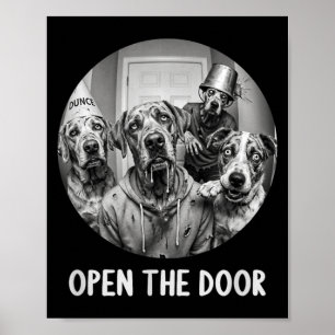 Poster Ouvrez la porte chiens zombies drôles de chien d'H