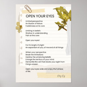 Poster Ouvrez vos yeux Poème Inspirant Poème Poésie