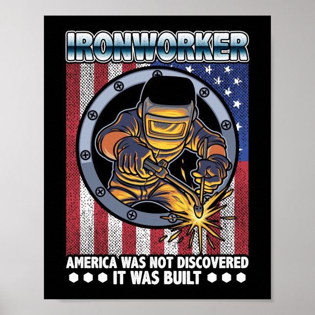 Poster Ouvrier de fer patriotique Amérique Galerie de con (Devant)