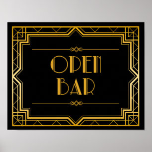 Poster Ouvrir le panneau Mariage de barre Gatsby Art Dé