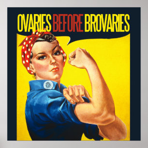 Poster Ovaries before Brovaries Feminist humor