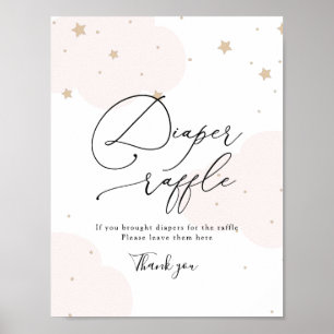 Poster Over the Moon Twinkle Star Diaper Raffle Sign