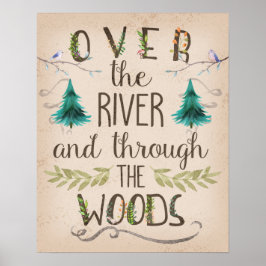Poster Over The River Through Woods 16x20 Woodland Print
