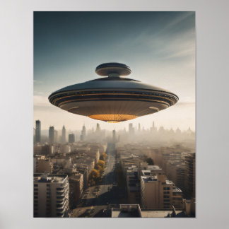 Poster OVNI au-dessus de la ville