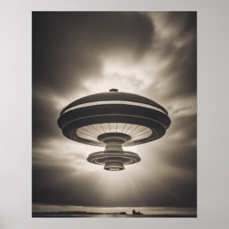 Poster OVNI en noir et blanc