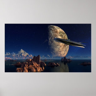 Poster OVNI - Monde Étranger -Paysage SciFi