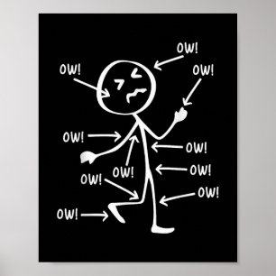 Poster Ow Ow Ow Ow Stick Caractère Figure Douleur Chroniq