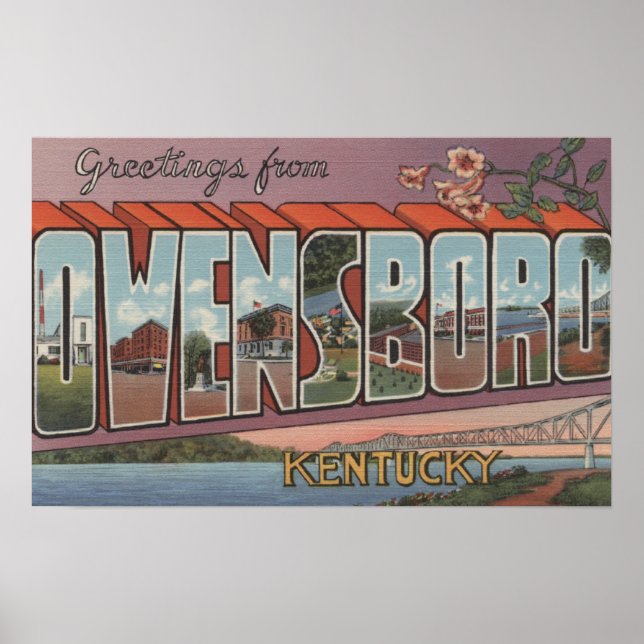 Poster Owensboro, Kentucky - Scènes de grandes lettres (Devant)