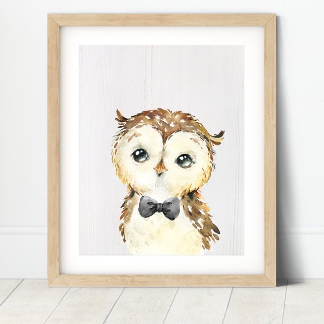 Poster Owl Bowtie Woodland Nursery Art Imprimer (Créateur téléchargé)