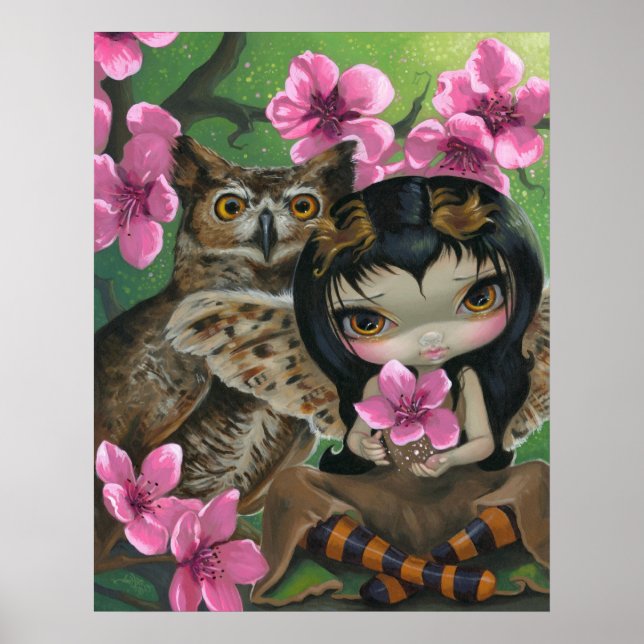 Poster Owlyn au printemps ART IMPRIMER Chouette Fée Print (Devant)