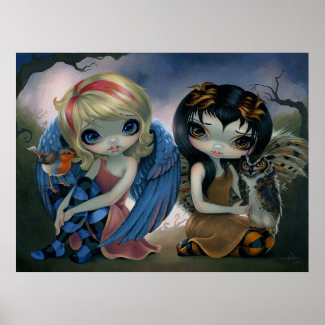 Poster Owlyn et Robyn - Owl Fairy Art Imprimer l'art des  (Devant)