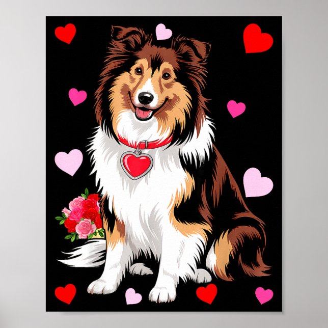 Poster Owner Mom Dad Sheltie Dog Lover Valentines Day  (Devant)
