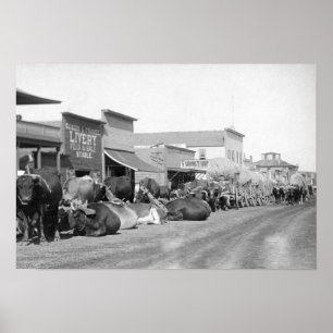 Poster Ox Teams le long de Main Street of Sturgis Photogr