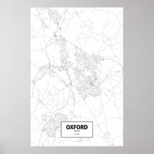 Poster Oxford, Angleterre (noir sur le blanc)