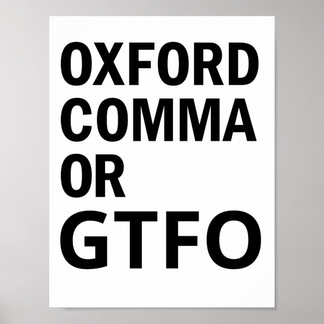 Poster Oxford Comma ou GTFO (Devant)