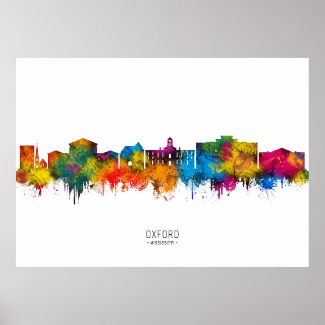 Poster Oxford Mississippi Skyline (Devant)