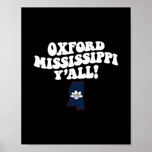 Poster Oxford Mississippi Y'all Ms Vacances du Sud