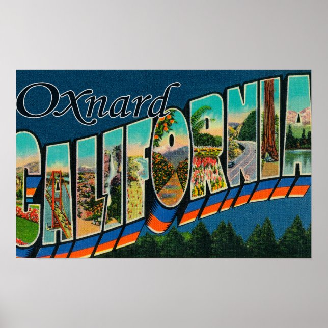 Poster Oxnard, Californie - Scènes de grandes lettres (Devant)