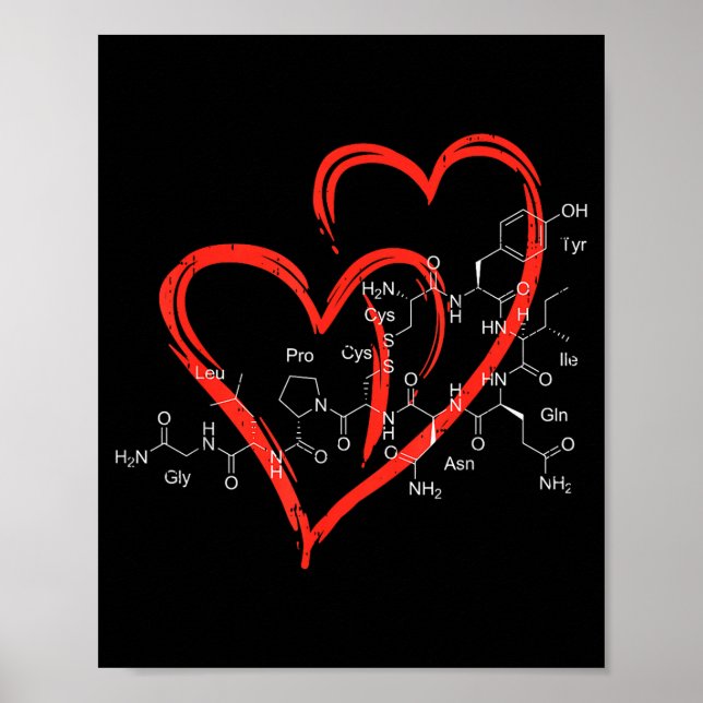 Poster Oxytocin Molecules Heart Love Valentines Day Scien (Devant)
