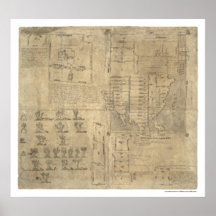 Poster Oztoticpac aztèque débarque la carte 1540