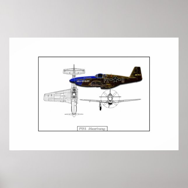 Poster P51 Mustang (Devant)