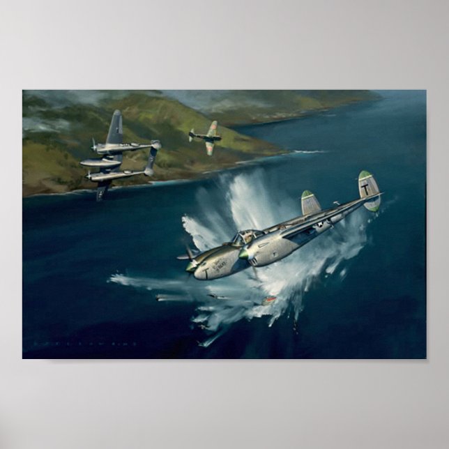 Poster P-38 Lightning Combat par Jack Fellows (Devant)