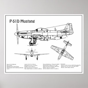 Poster P-51D Mustang - Plan d'avion BD