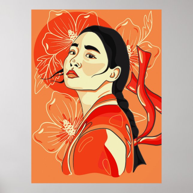 Poster Pachinko. Portrait d'une Coréenne. Symbole de libe (Devant)