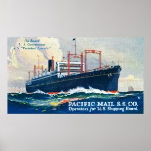 Poster Pacific Mail SS Company on USS President