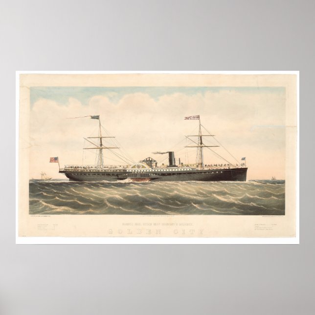 Poster Pacific Mail Steam Ship Co's Golden City (0640A) (Devant)