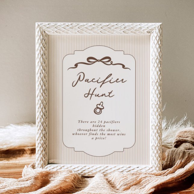 Poster Pacifier Hunt Bebe Cafe Hand drawn Genmder neutral (Créateur téléchargé)