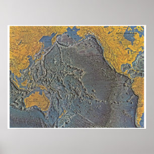 Poster " Pacifique : 1969/aujourd'hui - Carte des fonds m