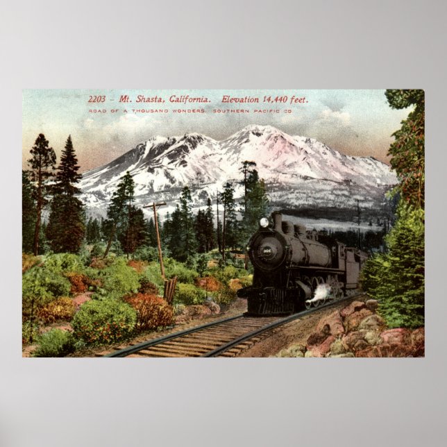 Poster Pacifique Sud Mt. Shasta 1912 Vintage (Devant)