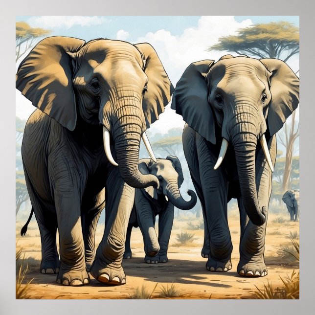 Poster Pack éléphant unique en nature (Devant)