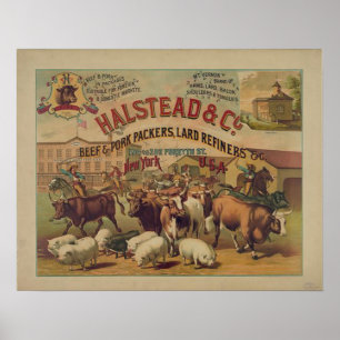 Poster Packages vintages de viande
