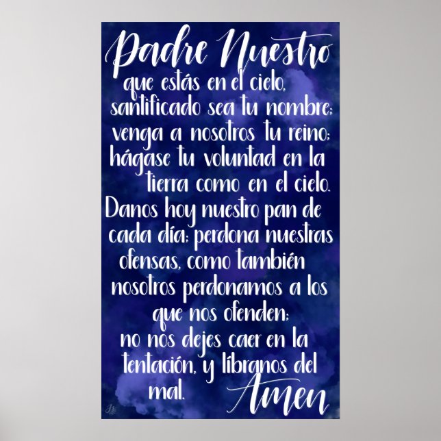 Poster Padre Nuestro (prière du Seigneur en espagnol) (Devant)