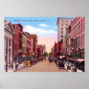 Poster Paducah Kentucky Broadway from Third 1930