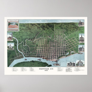 Poster Paducah, KY Carte panoramique - 1889