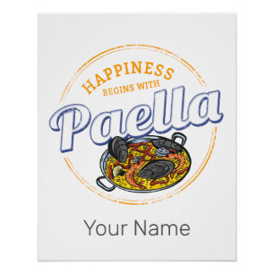Poster Paella Snack Vintage Espagne Poêle à Paella Souven