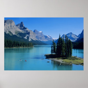 Poster Pagaie sur le lac Maligne à Spirit Island